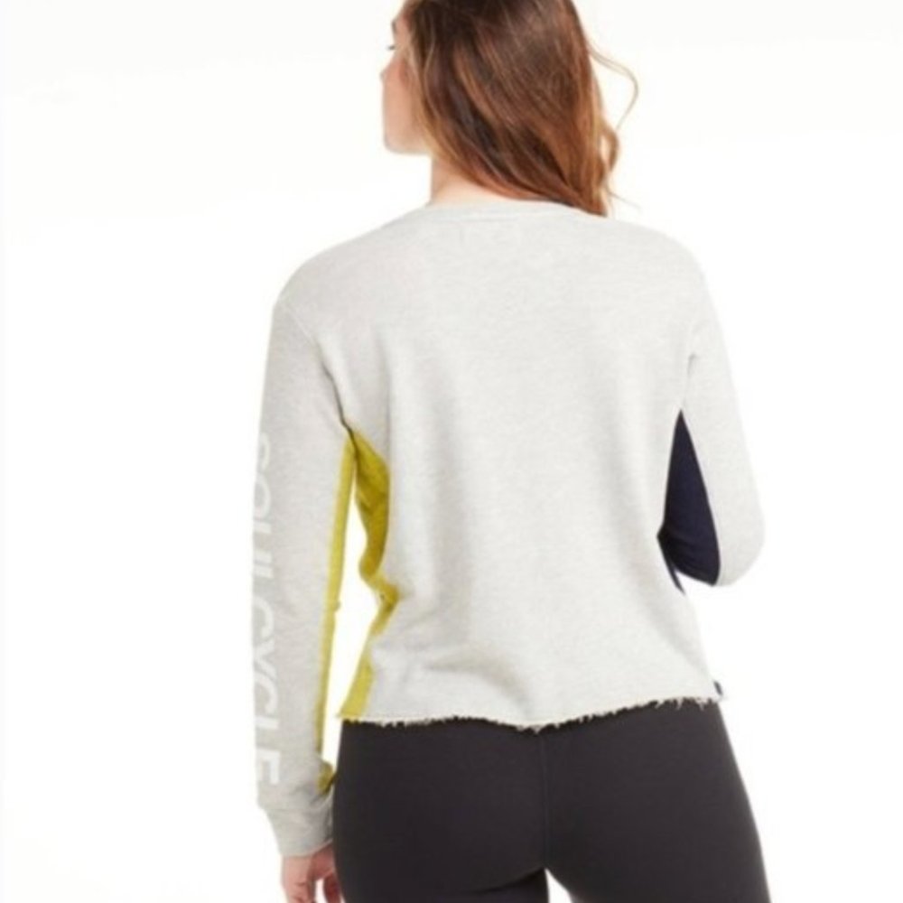 Soulcycle cropped distressed crewneck pullover